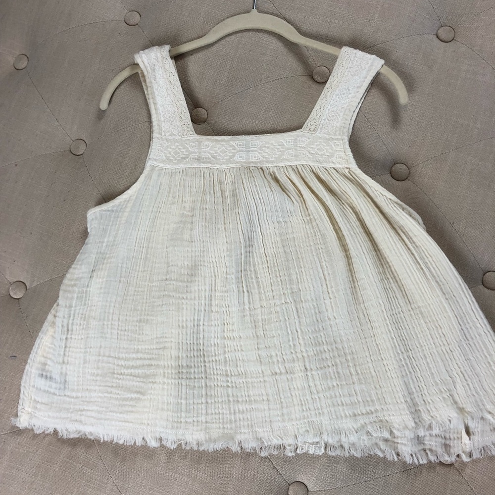 Cream Flowy aerie frayed bottom tank top